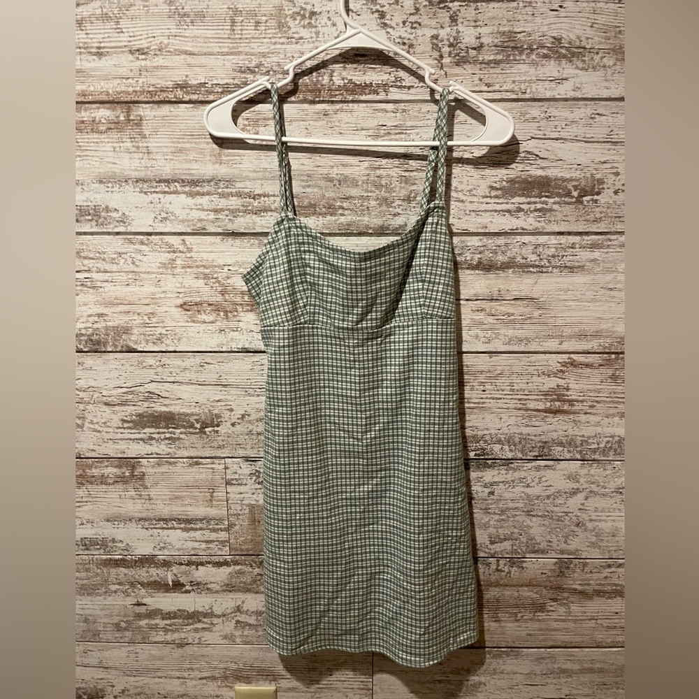 Brandy Melville Green Checkered Dress